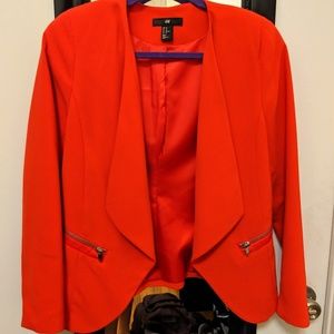 H&M Bright Red Open Front Blazer